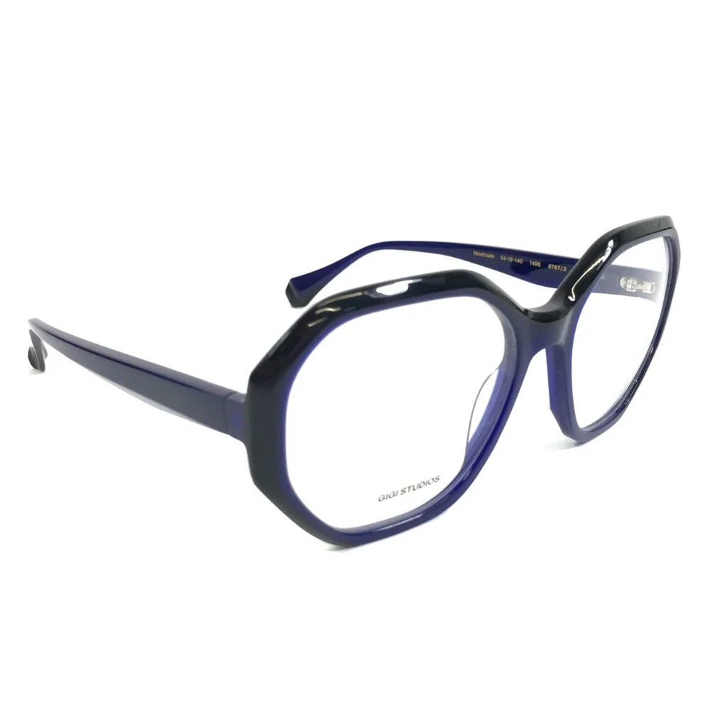 Gigi Studios Eyeglasses Frames CHRISTINE 6767/3 Black Blue Geometric 54-18-140